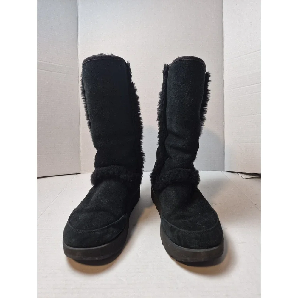 UGG 1017511 Adirondack Grandle Black Suede Sheepskin Boots Vibram Sole Women's 8